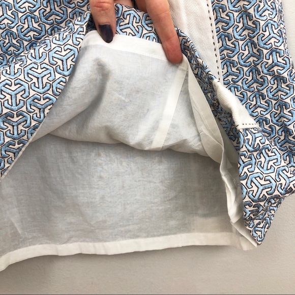 Tory Burch Mosaic Embroidered Linen Skirt - 6 - Picture 8 of 10